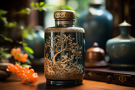 陶瓷酒瓶古董酒坛的独特设计图片