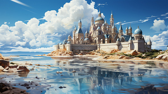 美丽的海边城堡图片