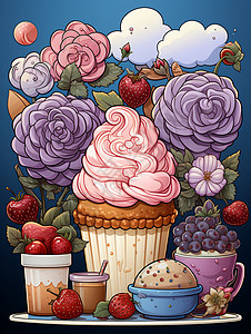 甜美可爱的冰淇淋背景图片