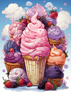 馋嘴甜品冰淇淋插画