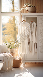 白色木制衣柜高清图片