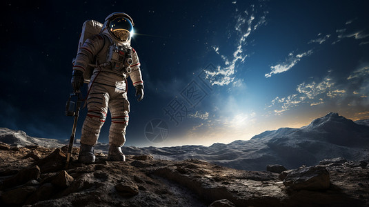 月球上的宇航员背景图片