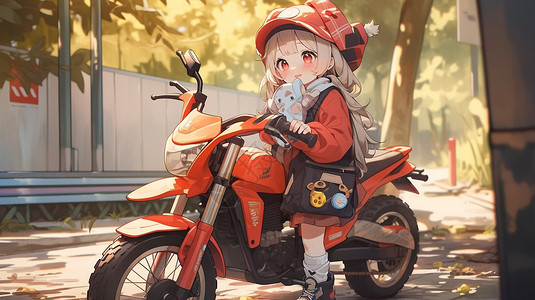 开摩托车的女孩图片