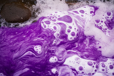 河岸旁的紫色流动液体背景图片