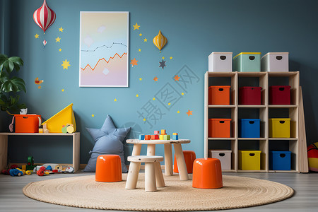 现代幼儿园游戏室装潢背景图片