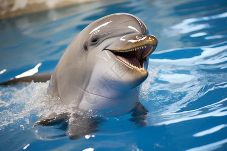海洋馆水池中的海豚背景图片