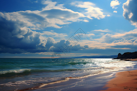 迷人的海滩和波浪图片