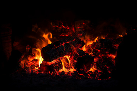燃烧取暖的木炭高清图片