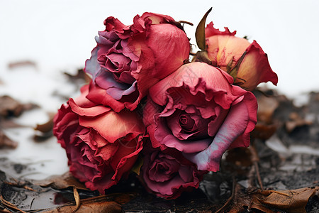 凋零的玫瑰花朵背景图片