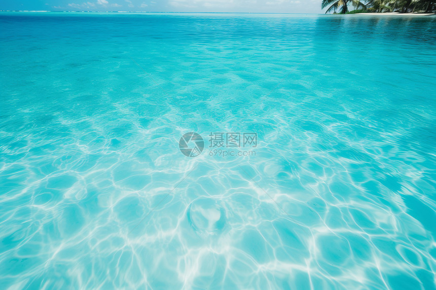 夏季湛蓝平静的海水图片