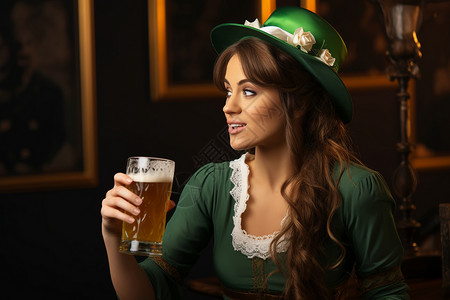 啤酒节上穿传统服饰的女子图片