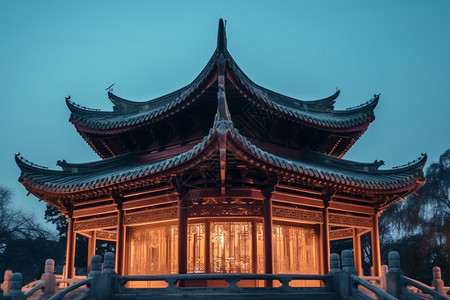 中式古风的古典亭子图片