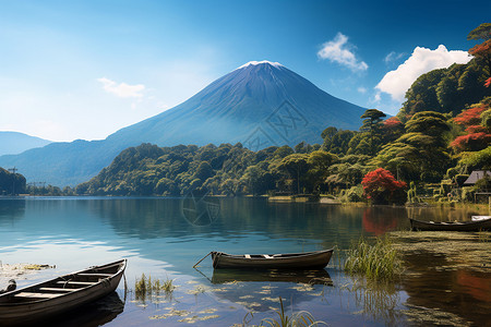 湖泊与山川背景图片