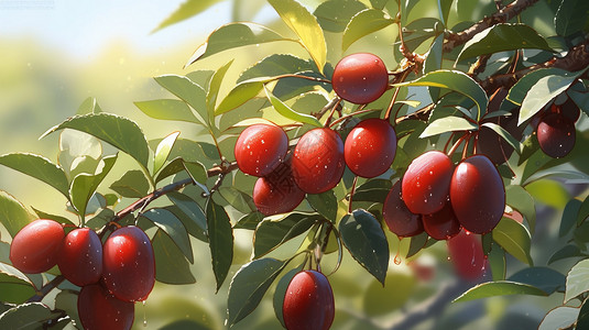 红枣树美味的水果红枣插画
