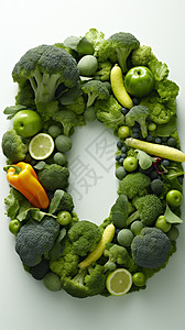 蔬菜西兰花拼凑的图形图片