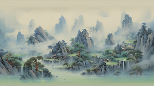 山水景观背景图片