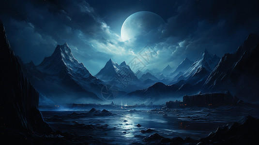 夜晚月色背景图片