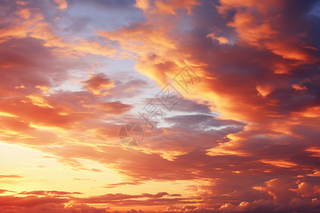 夕阳下美丽的天空景观背景图片