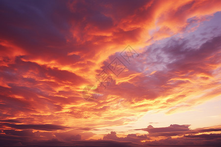美丽的天空火烧云景观图片