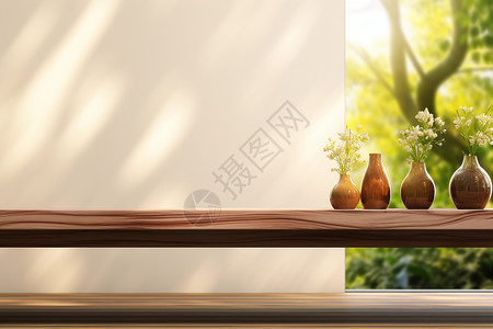复古风格的木桌展位背景图片