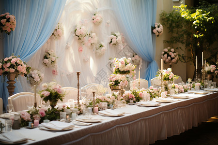 婚礼宴会上的迎宾花饰高清图片