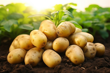 块茎制品土地里的土豆背景