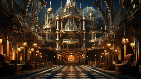 欧式城堡舞会大厅背景图片