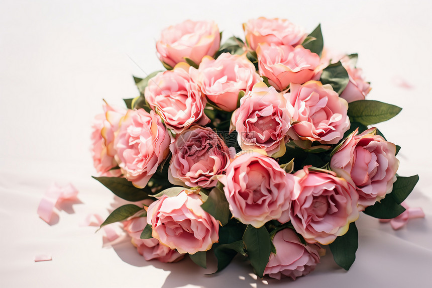 仪式感的粉色玫瑰花束图片