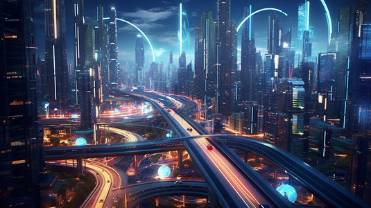 未来城市的交通要道图片