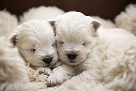 两只小白狗幼崽图片