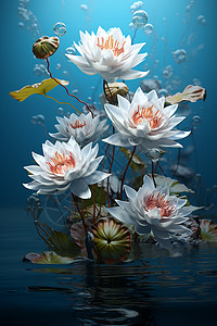 水中的水莲花图片