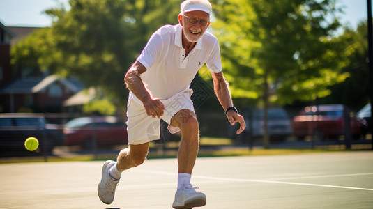 外国老年人打网球背景图片