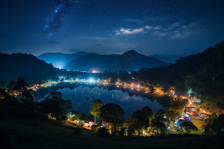 星空下的夜景图片