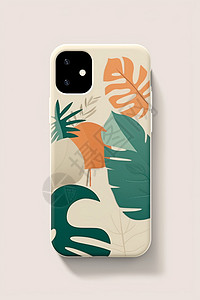 装饰绿叶绿叶纹手机壳，植物装饰，简约背景设计图片