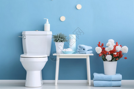 蓝色转让洁具舒适的现代浴室装饰背景