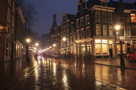 雨夜的城市风景图片