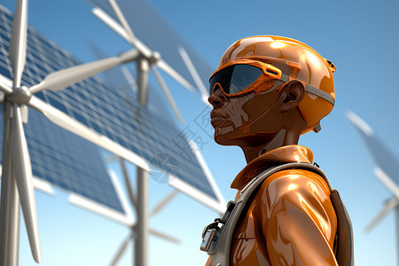 电力机器人太阳能与风能科技背景