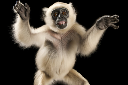 长臂猿白猴伸展手臂背景