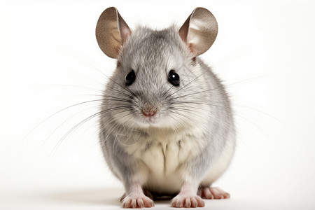 小灰鼠坐在白色地板上背景图片