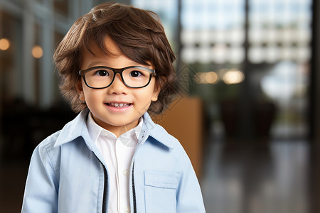 视力矫正展架一个戴眼镜的男孩背景