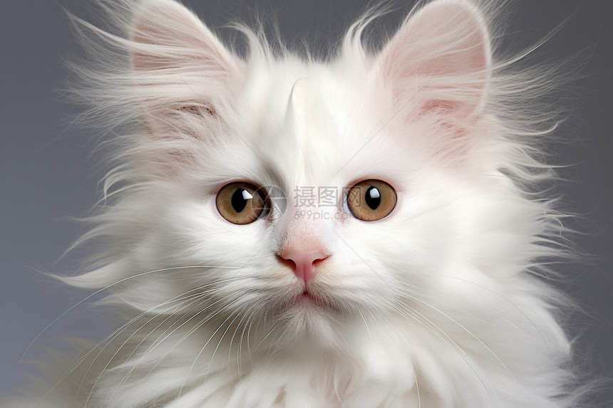 白色卷毛猫图片