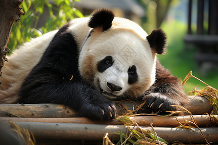 懒洋洋的大熊猫背景图片