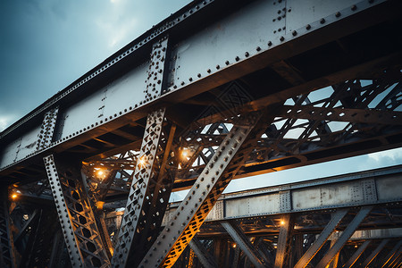 钢铁的桥梁基础设施桁架桥高清图片