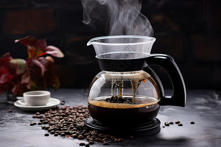 咖啡过滤器香气四溢的咖啡背景