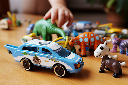 小恐龙边框桌面山的儿童玩具背景
