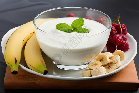 香蕉酸奶健康的果酱酸奶背景