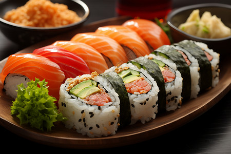 美味的寿司套餐背景图片