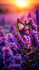户外盛开的紫色花朵背景图片