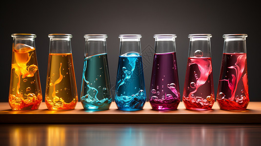 瓶子里的液体玻璃杯里的彩色液体插画