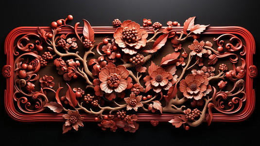 中式的三维花朵背景图片